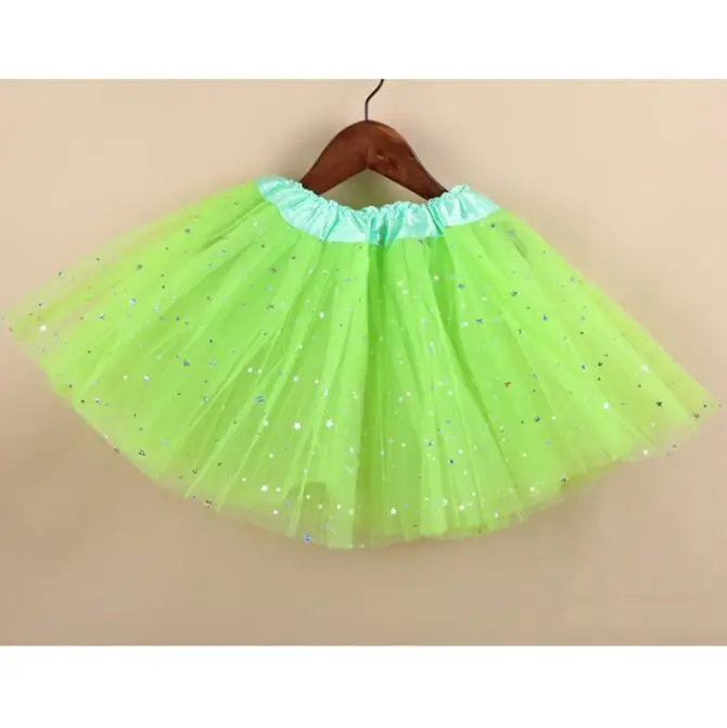 Light Green Детская блестящая танцевальная юбка-пачка со звездами для девочек, фатиновая юбка с блестками для малышей, Детская красивая юбка, Прямая поставка - Цвет: Light Green