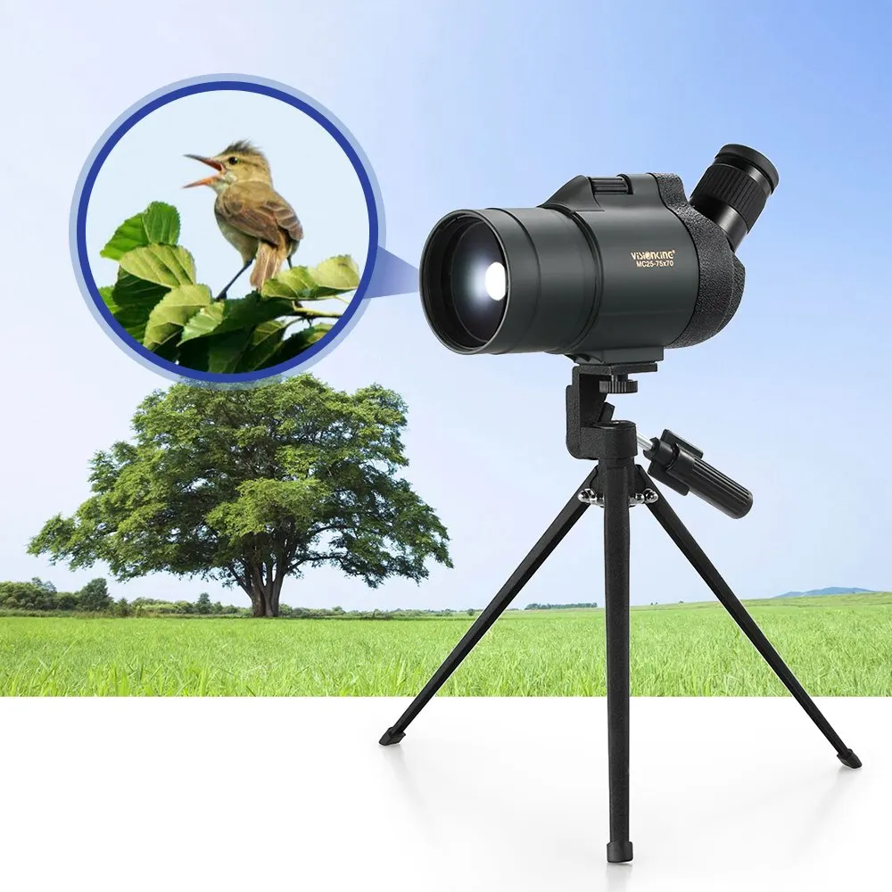 Visionking Spotting Scope Telescope Waterproof Birdwatch Hunting Bak4 Prism Monocular with Tripod Carry Case for Travel 25-75x70