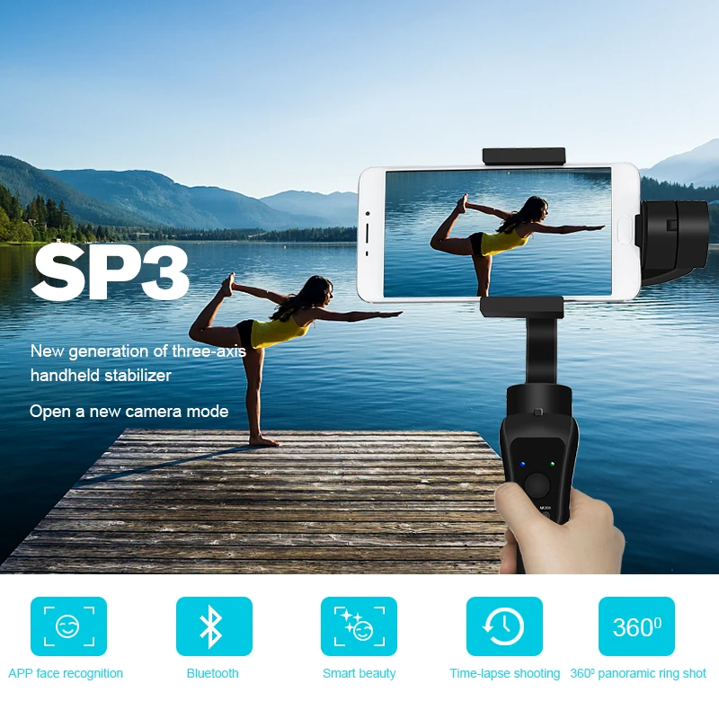  SOOCOO Gimbal Stable Platform 3-Axis Stabilized Handheld Gimbal Extension Mobile Phone Video Stabil