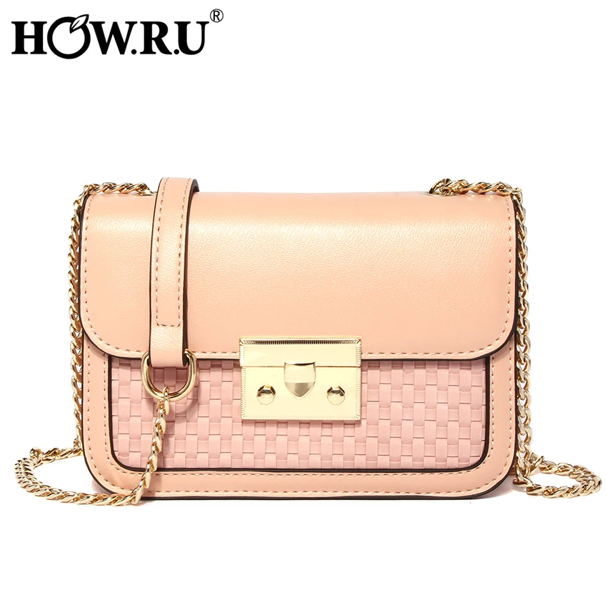 

HOW.R.U 2019 Summer Knitting Pattern Crossbody Bags for Women Luxury Handbag Designer Shoulder Bag Small Chain Messenger Bags