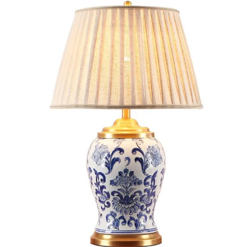 الراقية الصينية الأزرق والأبيض السيراميك الكتان باهتة الجدول مصباح ل بهو السرير شقة غرفة الخزف ضوء 59/ 71 سنتيمتر الراقية الصينية الأزرق والأبيض السيراميك الكتان باهتة الجدول مصباح ل بهو السرير شقة غرفة الخزف ضوء 59/ 71 سنتيمتر