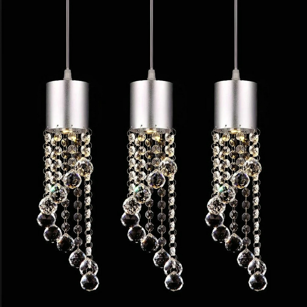 MAMEI Free Shipping Modern Crystal Aluminum Pendant Lamp 3 Light Island Kitchen 110-240V Voltage | Освещение