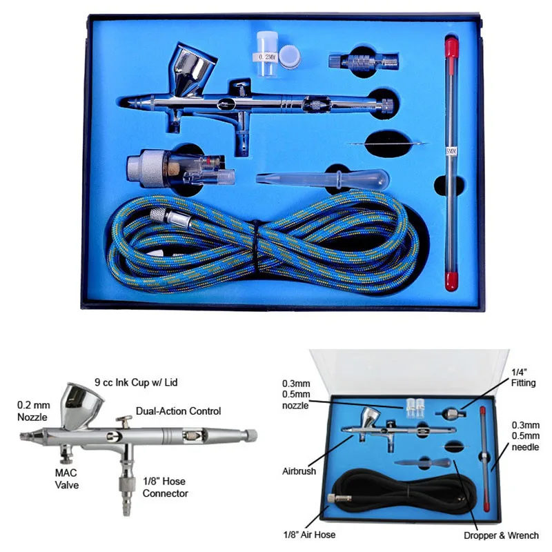 Onnfang 9cc Двойное действие арт-распылитель сопло краски аэрограф для моделей краски ing пневматическая Аэрограф Комплект Регулируемая воздушная ручка для измерения давления