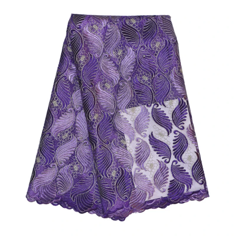 

New Embroidered tulle lace fabric material nice mesh purple color African net lace fabric material for sewing wedding dress