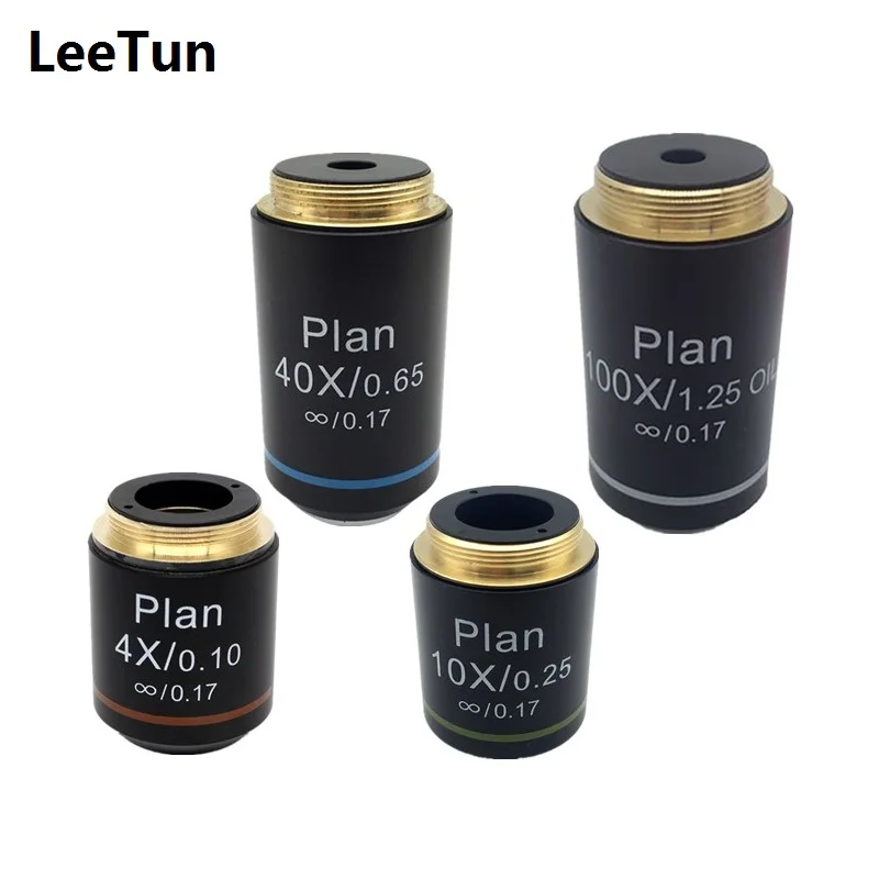 

4X/10X/40X/100X Infinity Plan Objective Lens DIN 45mm w/ RMS Mounting Thread Optical Lens for Olympus UIS2 Biological Microscope