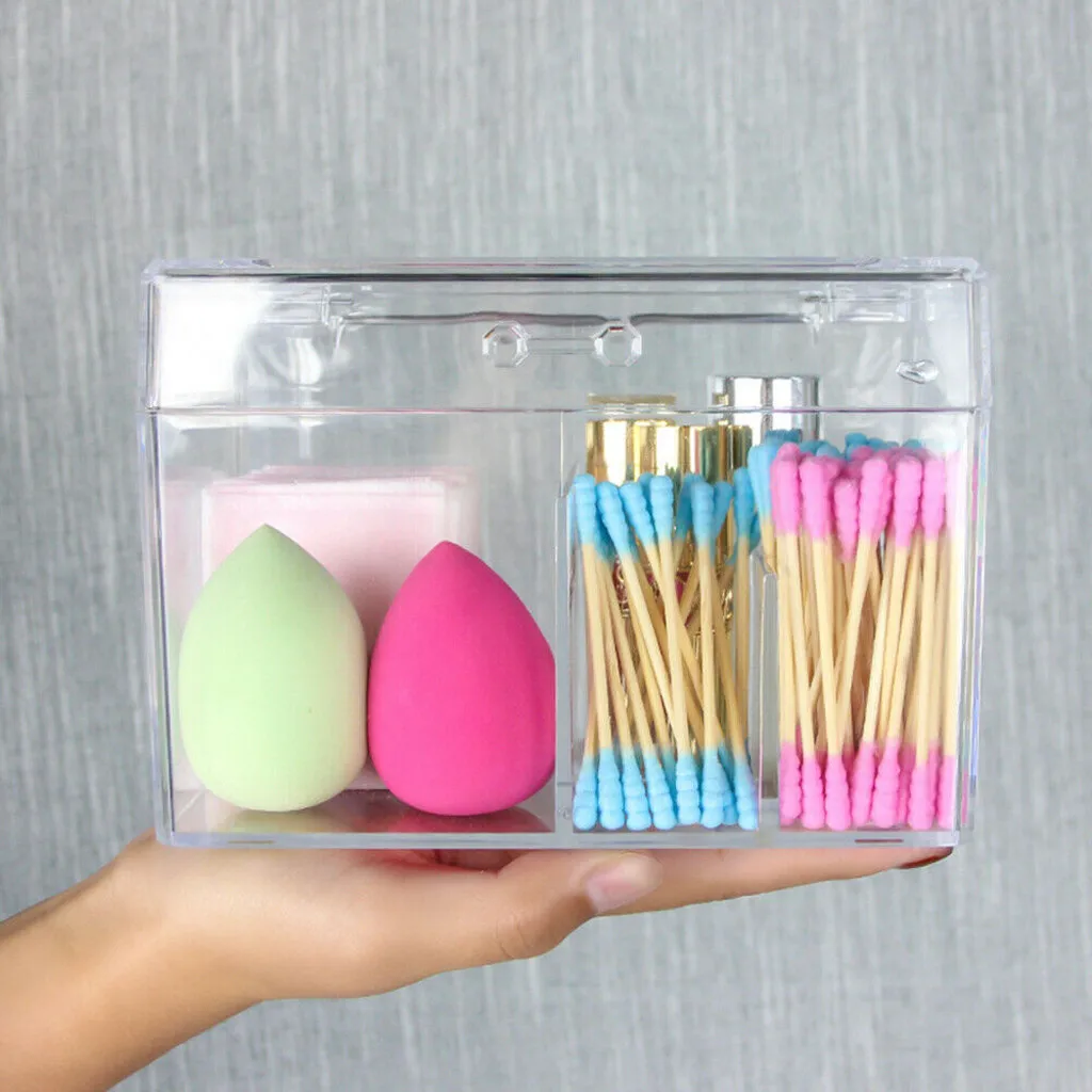 

Makeup Organizer Cotton Pads Acrylic Round Container Cotton Swab Make Up Organizer Plastic Cotton Pads Storage Boxes Bins 529