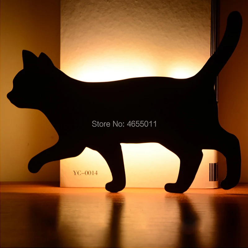 S. orange креативный простой зеркальный декоративный светильник в виде кота, 3D светодиодный Ночной светильник, Звуковое управление, проекционная лампа, теплый белый праздничный подарок