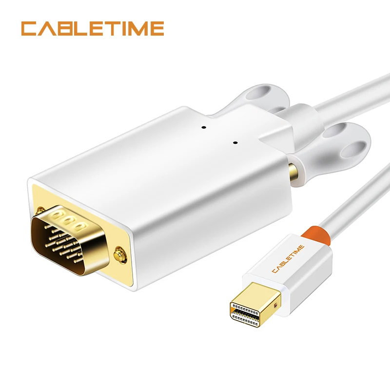 

CABLETIME Mini DP Male to VGA Male Cable Thunderbolt Mini Displayport to VGA for Macbook Air Pro Computer LCD Monitors N015