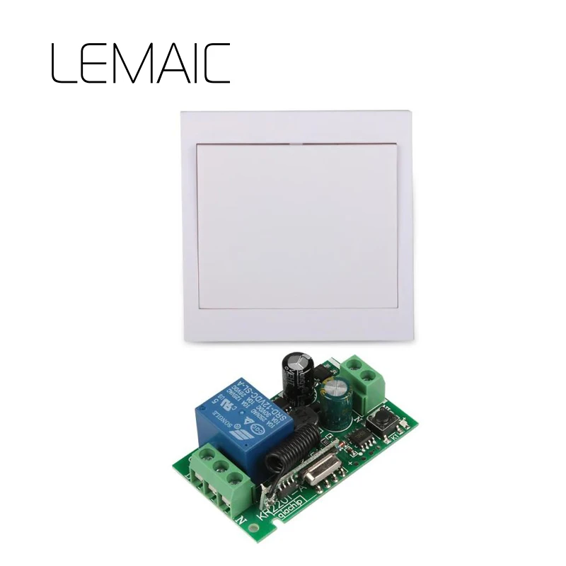 

LEMAIC 433 Mhz Wireless RF 86 Wall Panel Remote Transmitter and AC 110V 220V 1CH Remote Control Switch Receiver For Hall Lights