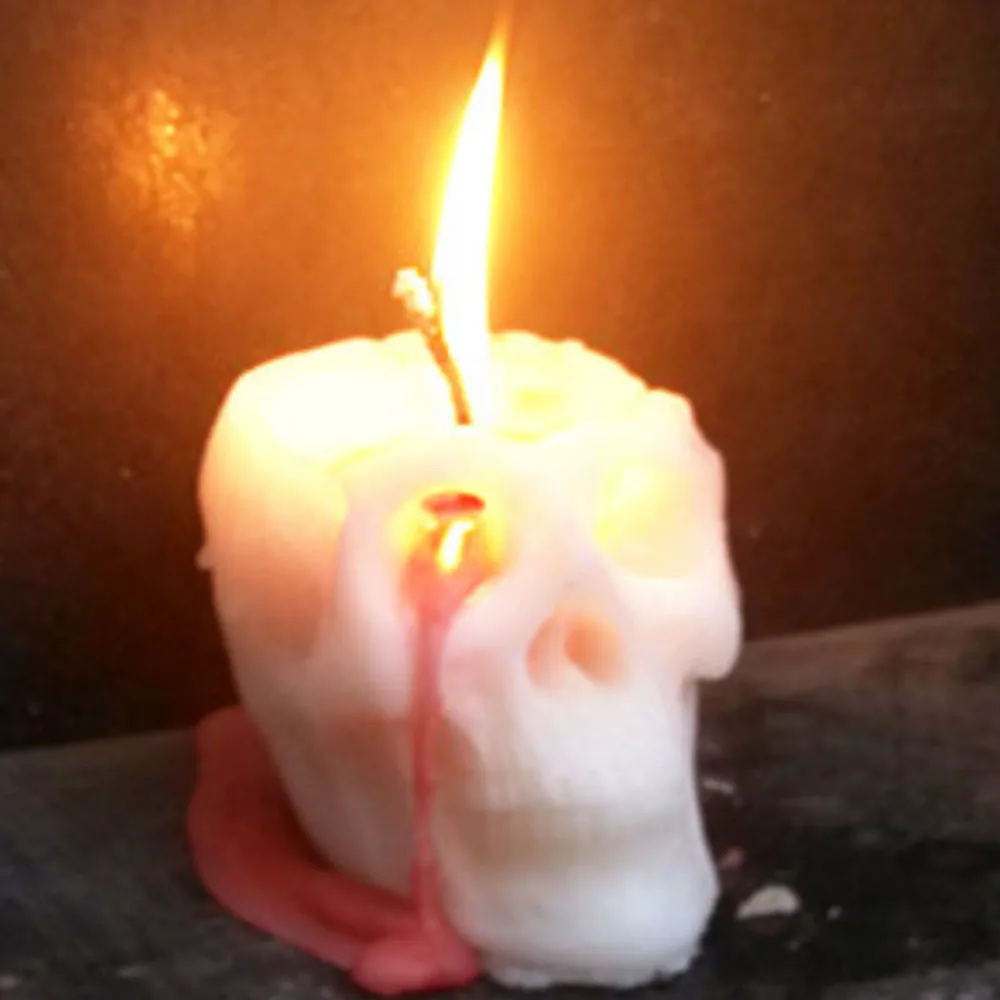 1 шт кровотечение череп свечи плача свечи Хэллоуин большой бездымный скелет ужас свечи