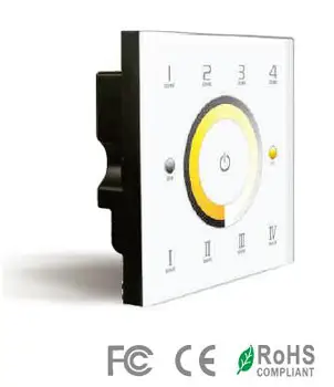 

DX7 Touch Panel Wall Mount LED Color Temperature Adjustable CT Controller 2.4G Wireless 4 Zones Control DMX512 Output