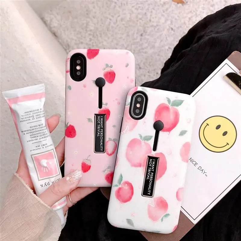 Мягкий чехол с ананасом клубникой КАКТУСОМ для iPhone 6 чехлы подставки кольцом X 8 7 6s