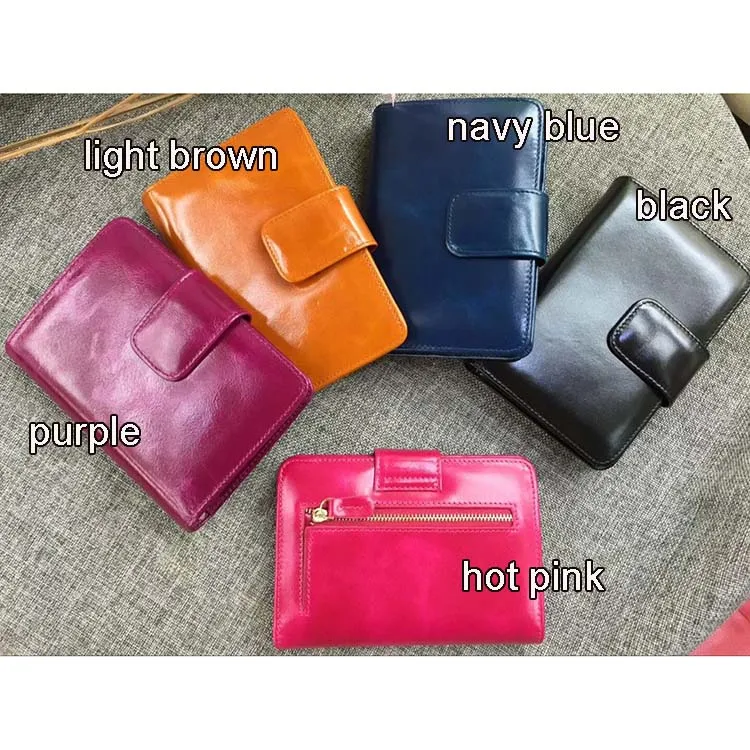 Woman Passport Holder Genuine Leather Wallet & Purse , Purple Hot Pink Navy Blue Black Brown , Oil Wax Cow Leather Woman Passport Holder Genuine Leather Wallet & Purse , Purple Hot Pink Navy Blue Black Brown , Oil Wax Cow Leather