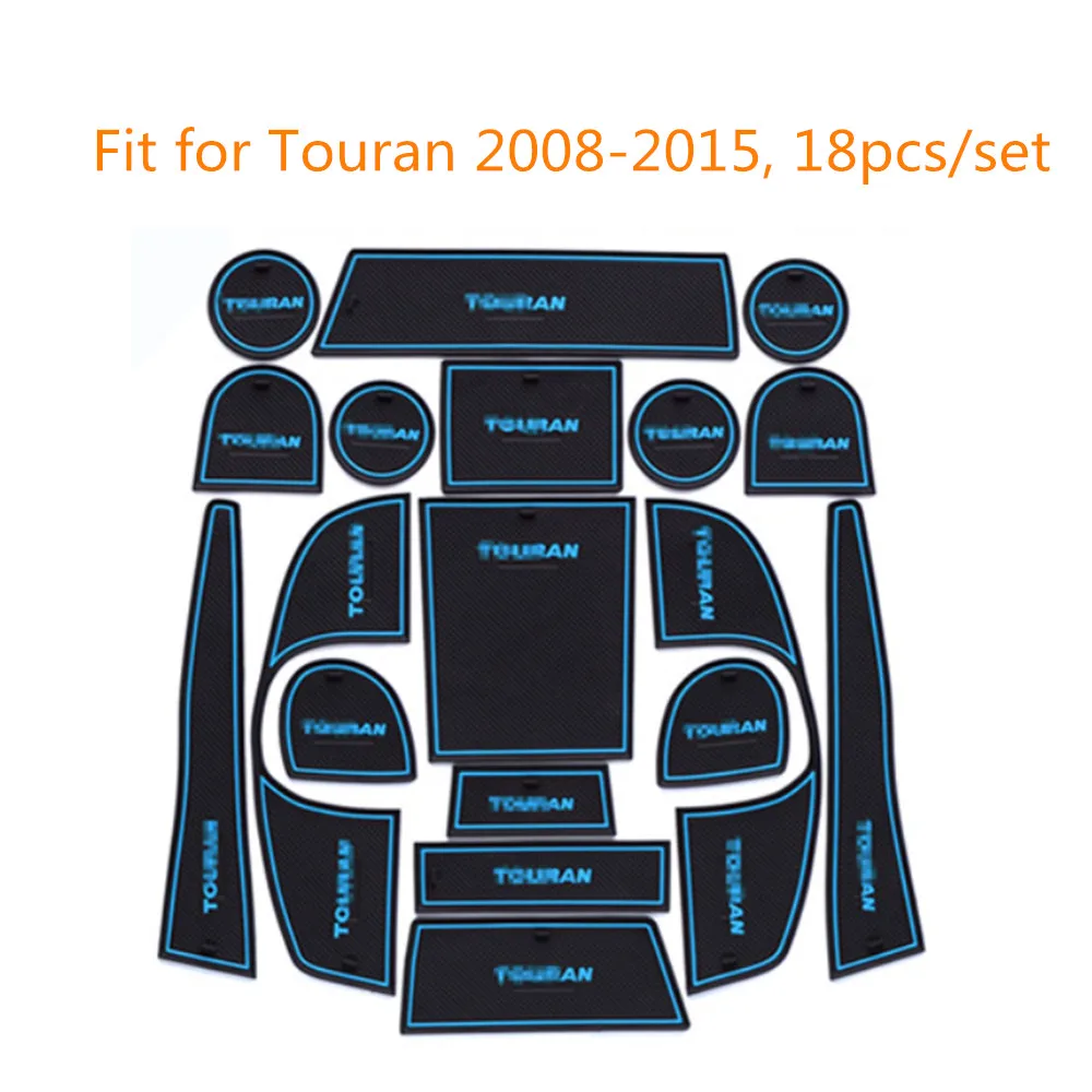  For Volkswagen VW Touran 2008 - 2015 Anti Slip Car Door Slot Gate Groove Non-Slip Mat Interior Cup 