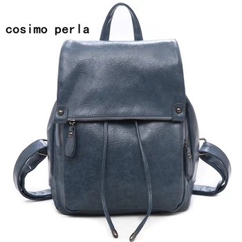 

2020 Women Drawstring Backpack for Teenage Girls School Backpacks Leather Vintage Large Travel Mochila Solid Female Shoulder Bag