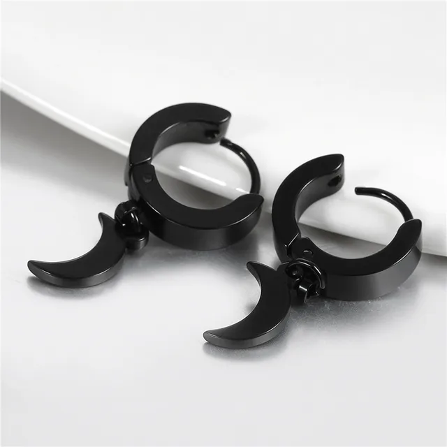 Online Boniskiss Brand New Unique Fashion Rock Moon Charm Men Boniskiss Brand New Unique Fashion Rock Moon Charm Men Earrings Silver Gold Black Small Circle Hoop For Women Jewelry