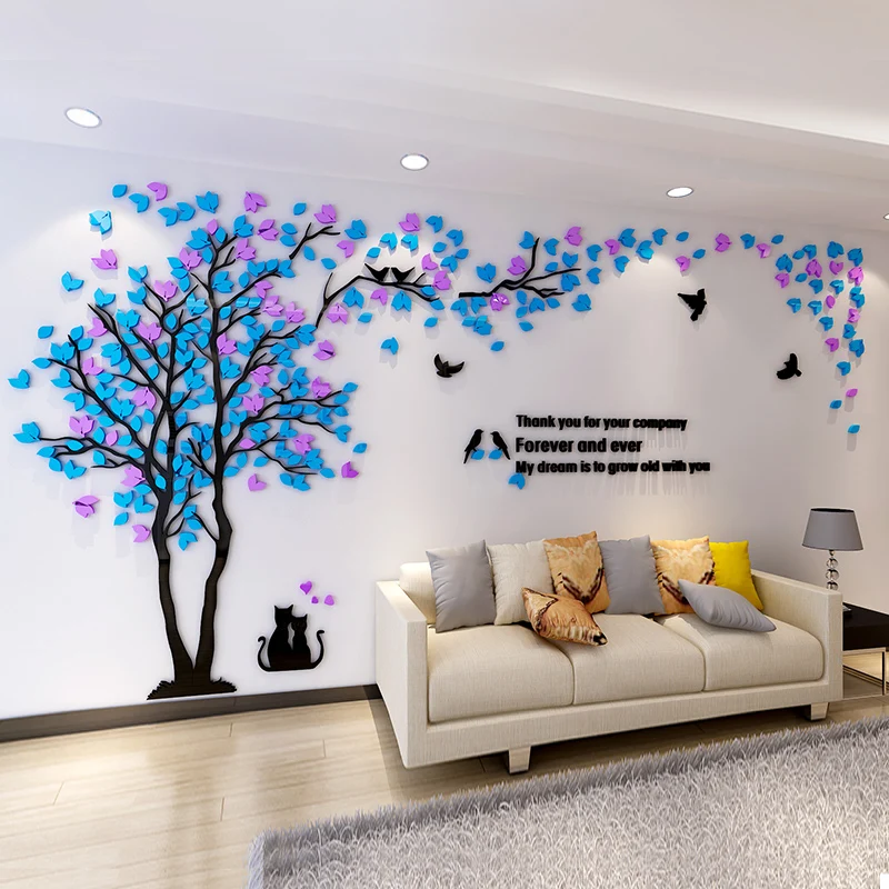 

Creative Couple Tree 3d Acrylic Self-adhesive Wall Stickers Living room TV background wall decoration painting mirror sticker