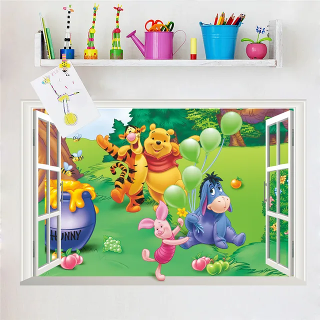 winnie pooh kinderzimmer, cartoon tiere winnie pooh wandaufkleber für kinder kinderzimmer, Design ideen