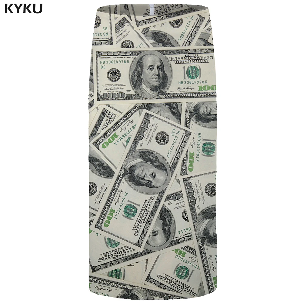 

KYKU Brand Money Skirts Women Sexy OL Skirt Streetwear High Waist Hip Pencil Gothic Ladies Skirts Anime Korean Summer New 2019