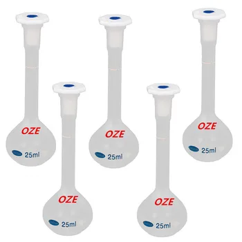

5PCS 25ml Long Neck Plastic Volumetric Measuring Flask Heatproof For Laboratory