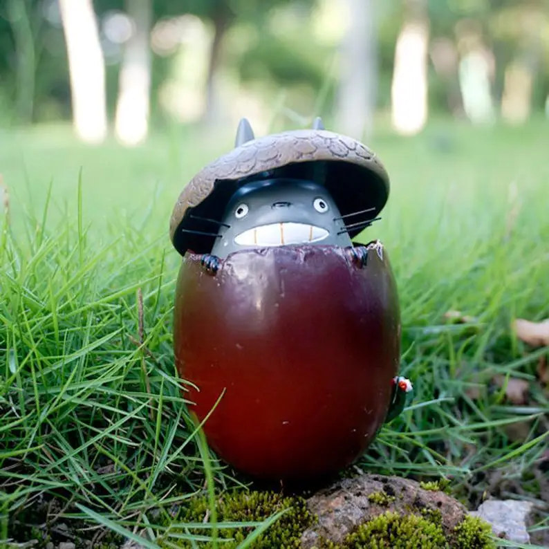 

Miniature Fairy Garden Totoro Hide in Nut , Ghibli studio Terrarium Accessory, DIY Fairy Garden Supplies