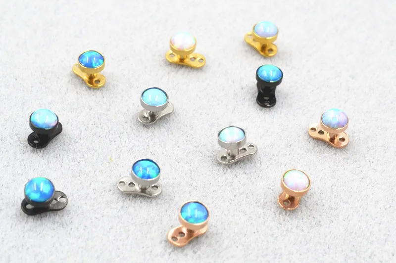 

20pcs Opal Stone Titanium Body jewelry Dermal Anchor TOP 4mm internally threaded NEW Arrived