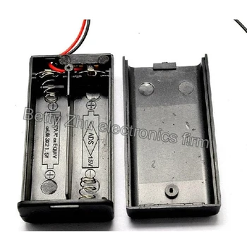 

20PCS/LOT Two AA Battery Box with switch with lid with line 2 AA