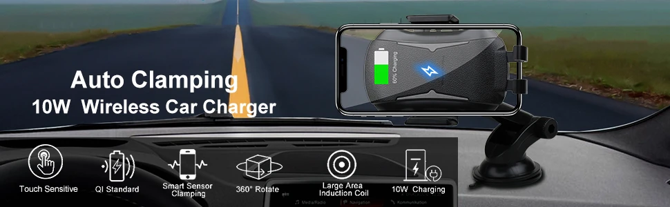 Qi Беспроводное Автомобильное зарядное устройство с автоматическим зажимом 10 Вт Быстрая зарядка держатель телефона для iPhone 11 8 X XR XS samsung S10 S9 S8 Note 10 9 8