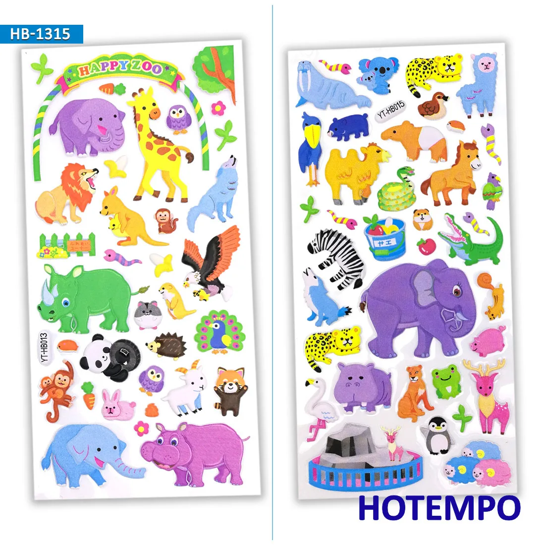 

3D Foam Cute Color Cartoon Zoo Animal Elephant Panda Cat Dog Giraffe Dinosaur Sticker for Kids Gift DIY Stationery Stickers Pack