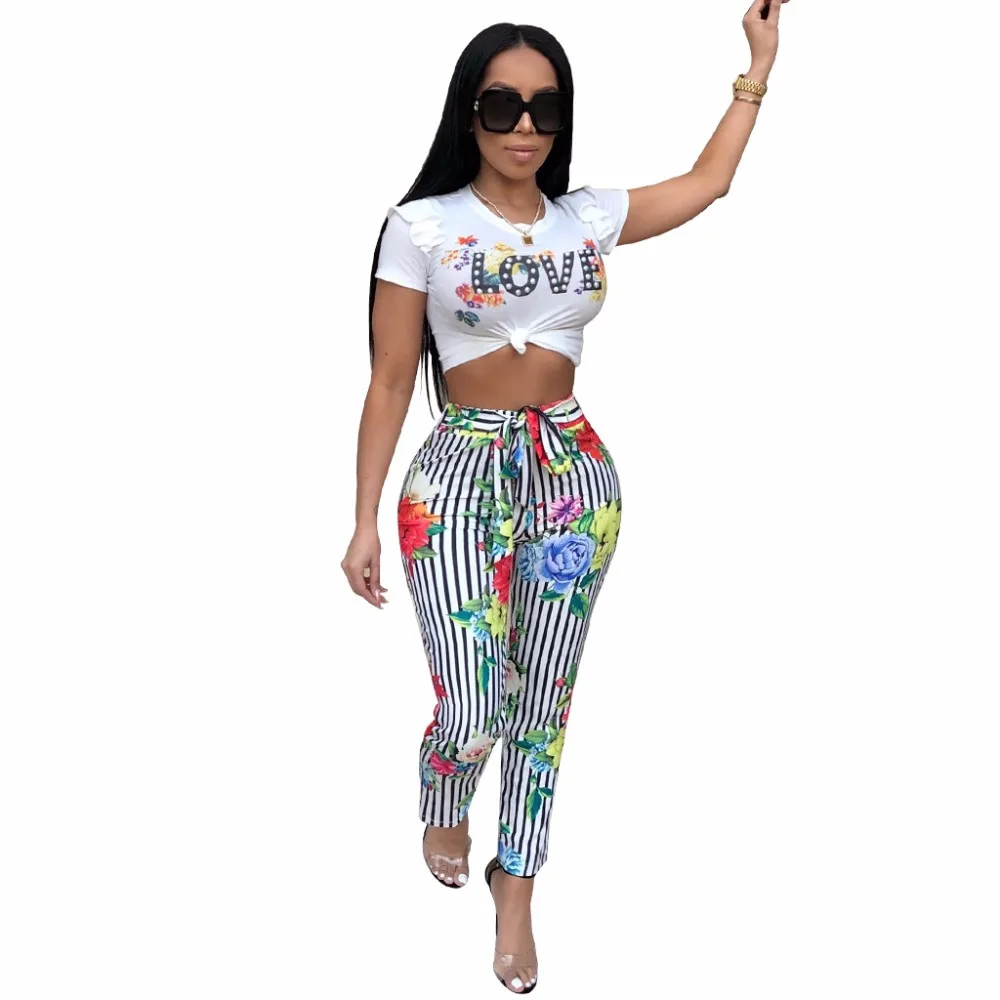

Summer overalls Tracksuits LOVE Print Short Sleeve O-Neck Two pieces suits Women's Sets casual sexy fashion Jumpsuit rompers
