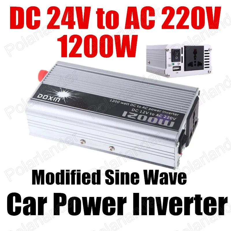 

24V DC to AC 220V modified sine wave car voltage transformer Auto Power Inverter Converter 1200W USB port charger