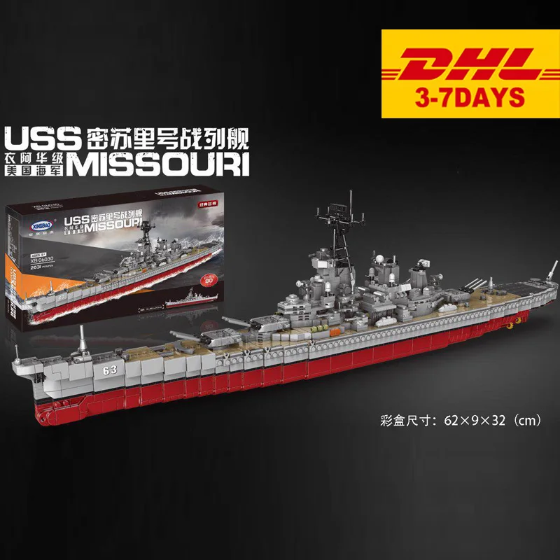 

XINGBAO 06030 2631pcs Military Series The Missouri Battleship Set Building Blocks Bricks New Kid Toys Christmas Gifts Ship Model