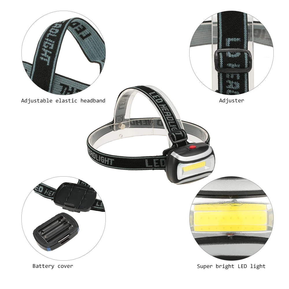 3 режима COB светодиодный налобный фонарь на голову с поворотом на 180 градусов, наружный походный налобный фонарь, налобный фонарь, питание от аккумулятора AAA