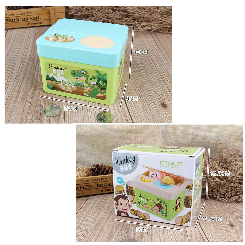 

2019 Newest Electronic Money Box Cute Dinosaur Monkey Piggy Bank Coins Saving Box For Kids Birthday Christmas Gift