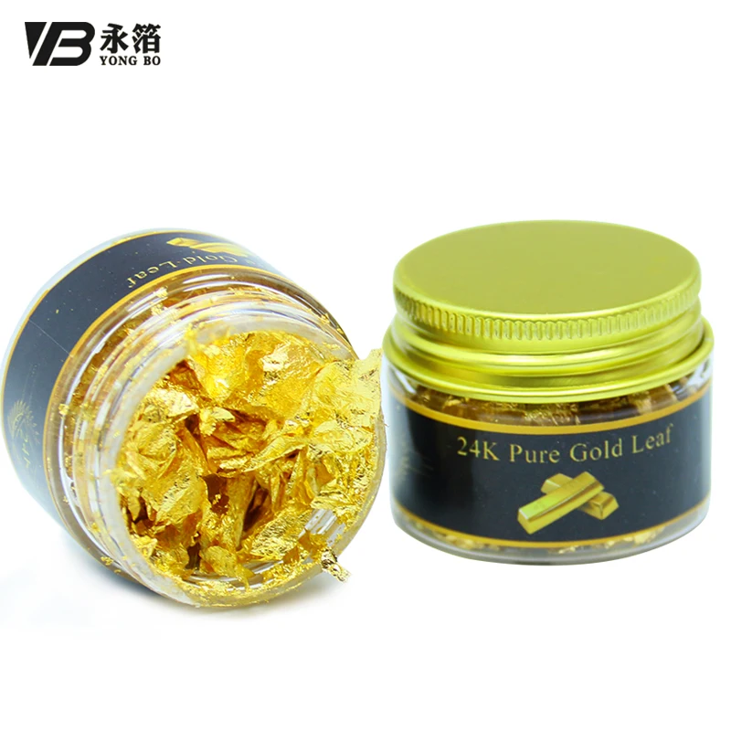 0.1g one bottle 24k pure edible gold leaf flake big bottle mouth easy