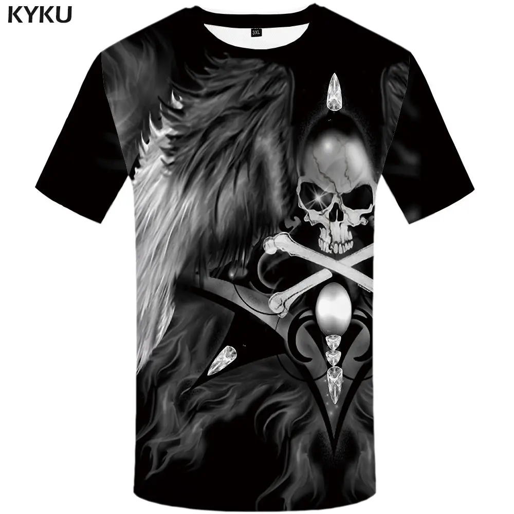 KYKU бренд череп футболка женская дьявол плюс размер панк-рубашки одежда Топы Женская s сексуальная летняя Новинка - Цвет: 3d t shirt 02