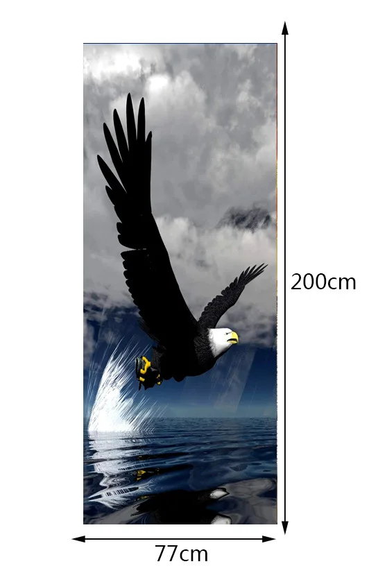 2 Panels The White Head Eagle Picture 3D Wall Murals Stickers Door Sticker Wallpaper Decals Home Decoration July051 | Дом и сад