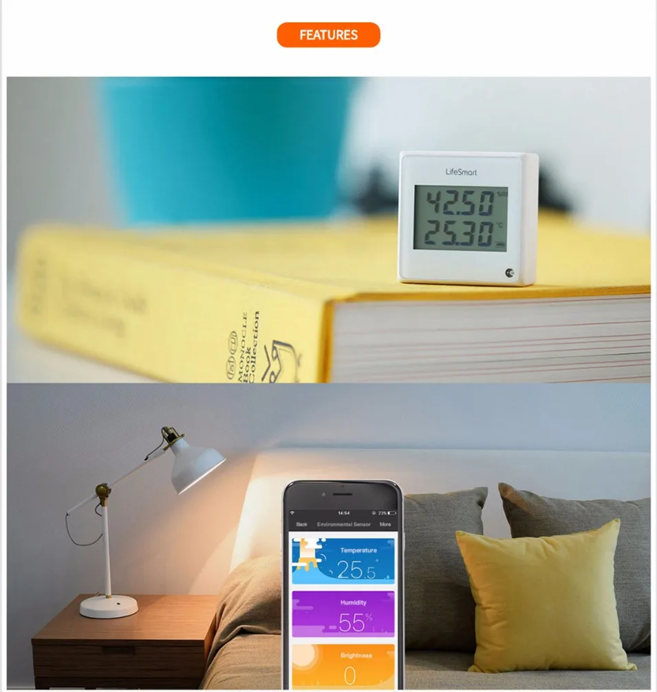 8---Lifesmart Multifunctional Environment Sensor 433MHZ Monitor Indoor Temperature,Humidity App Realtime View Remote Control by APP