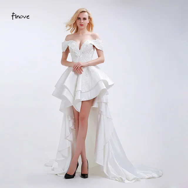 Finove Elegant Vintage Wedding Dress 2018 New Arrival Deep V Boat Finove Elegant Vintage Wedding Dress 2018 New Arrival Deep V Boat Neck Off The Shoulder High
