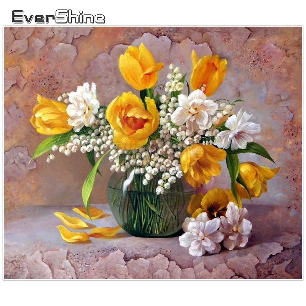 

EverShine Diamond Painting Full Square Rhinestone Diamond Mosaic Cross Stitch Handmade Diamond Embroidery Flower Home Decor