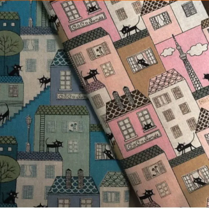 

100*145cm printed cotton and linen blend fabric by meter DIY retro upholstery sewing curtain tablecloth sofa cotton fabric