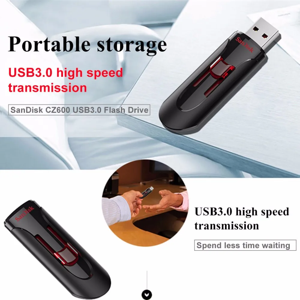 SanDisk флеш-накопитель 32 Гб usb3.0 64 Гб CZ600 16 ГБ флеш-накопители 128 Гб супер скорость USB 3,0 карта памяти