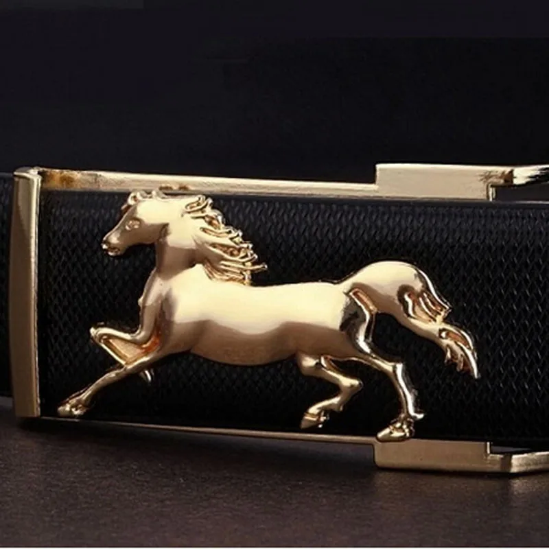 Мужской ремень Золотая лошадь модный ремень для отдыха кожаный ремень бизнес высокое качество мужской ремень пояс с металлической пряжкой# QQ