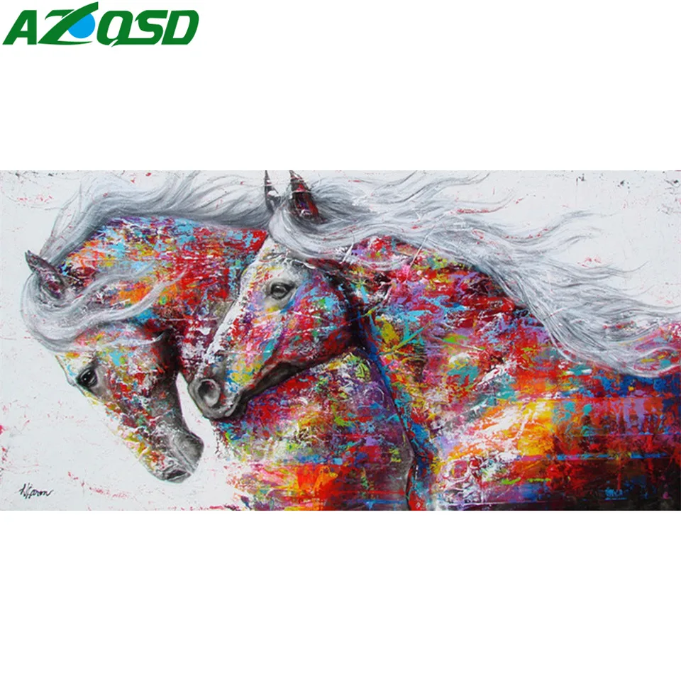 

AZQSD Diamond Painting Horse Cross Stitch Diamond Embroidery Animal Picture Of Rhinestones Gift Home Decoration Handmade