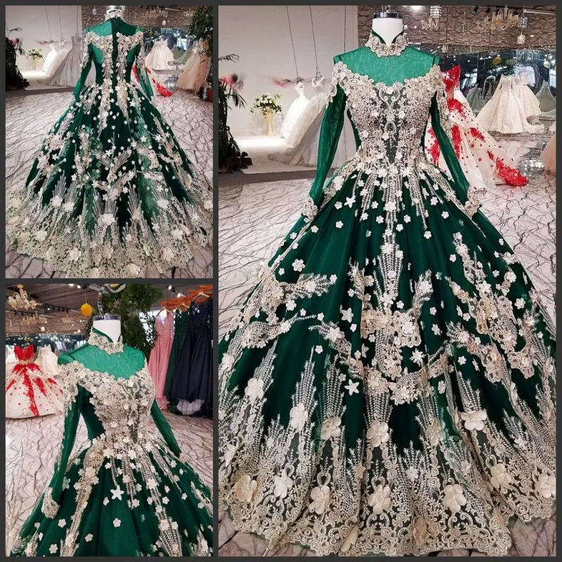 

Amazing Vintage Lace muslim wedding dresses Luxury crystal Illusion Long sleeve High Neck Bridal Gowns Princess wedding dress