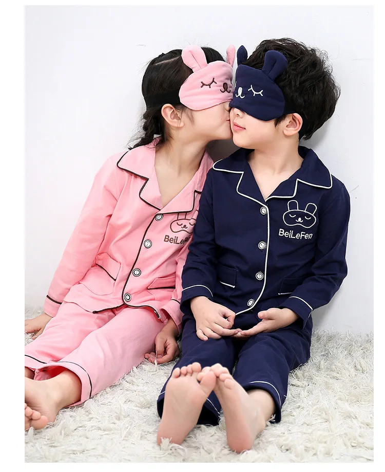 Spring Autumn Cotton Kids Pyjamas Suit Cartoon Children's Long-sleeved Cardigan Boys Pajamas Children's Set Girls Home Wear