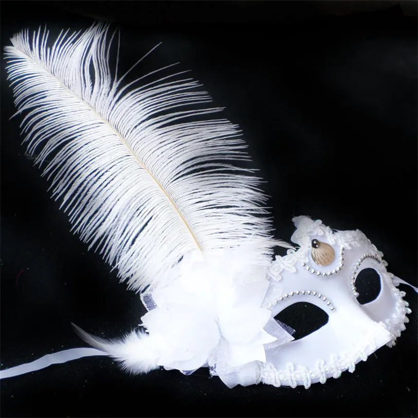 Feather Mask Halloween Party Lace Mask Cosplay Black Half Face Halloween Masks Adult Masquerade Masks Party for Women #F#40AT13 (2)