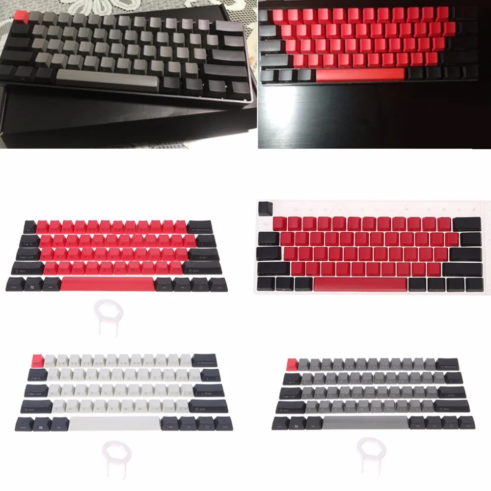 

61 Keys Side Printed GH60 Thick PBT Keycaps Kit With Puller For MX Switch Mechanical Keyboard POKER 3 Colors #