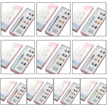 

7PCS/SET Handmade Venus Glass Pen Dip Writing Ink Signature Pens Set for School Stationery Decoration Gifts Art Supplies