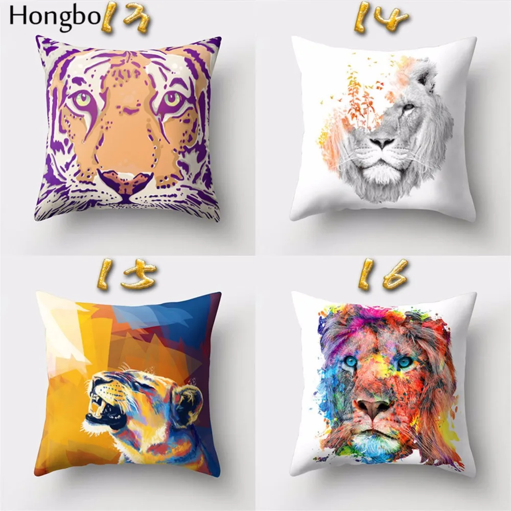 Декоративный чехол для подушки Hongbo 1 шт. с мультяшными животными тигром леопардом
